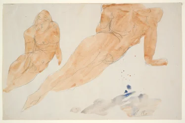 dos desnudos reclinados