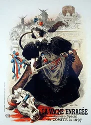 Reproducción de un cartel que anuncia "La vaca loca", un número especial del Comité de 1897