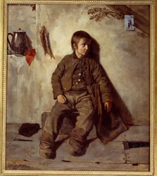 Una chimenea saboyana. Pintura de Auguste de Chatillon