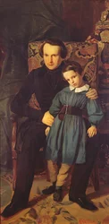 Victor Hugo (1802-85) y su hijo, Francois-Victor, 1836