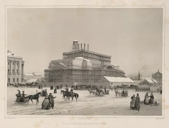 Trabajo de construcción ca 1838 De: La construcción de la Catedral de San Isaac, 1845