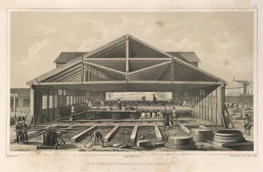 Taller de canteros. De: La construcción de la Catedral de San Isaac, 1845