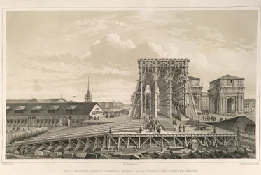 La primera columna en la construcción De: La construcción de la Catedral de San Isaac, 1845