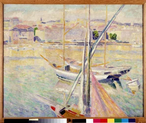 Veleros en el puerto viejo de Marsella (óleo sobre lienzo)