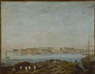 Vista de Sveaborg (o Suomenlinna, Viapori) (Finlandia) - Vista de Sveaborg, por Ehrensvard, Augustin (1710-1772). Óleo sobre lienzo. Tamaño: 54x69,5 cm. Museo Nacional de Estocolmo