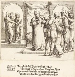 Cristo es burlado, y Caifás rasga sus vestiduras, 1549