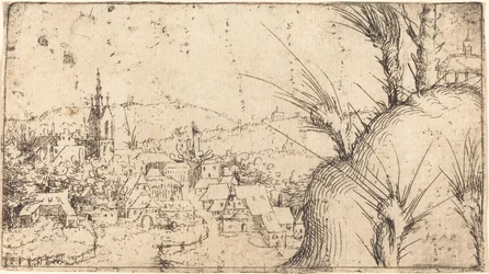 Paisaje con una ciudad a la izquierda