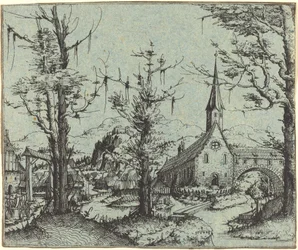 Paisaje con una Iglesia del Pueblo