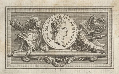 Medalla con retrato de Calígula en el 6º libro, de Tibère ou les six premi..., publicado en 1768