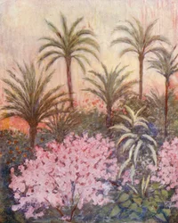 Un palmeral en Murcia (litografía en color)