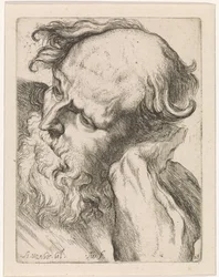Cabeza de anciano (José) Estudios para un libro de dibujo a partir de esculturas y figuras clásicas de Anthony van Dyck (título de la serie)