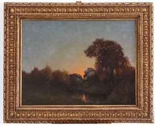 Paisaje al atardecer (óleo sobre lienzo)