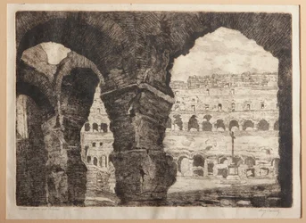 Roma, los Arcos del Coliseo (grabado sobre papel)