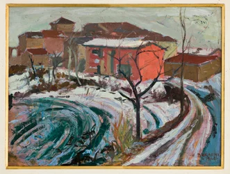Nieve en Carpi (óleo sobre cartón)