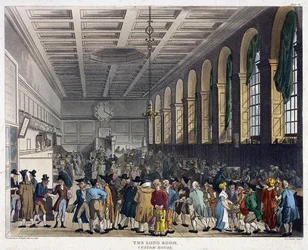 Interior de la Aduana, Londres, 1808