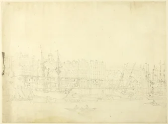 Estudio para Custom House, desde el río Támesis, de Microcosm of London