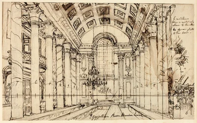 Estudio para Egyptian Hall Mansion House, de Microcosm of London