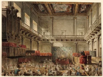 Estudio para la Capilla Real, Whitehall, en Micocosm de Londres
