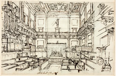 Estudio para la Capilla de Whitehall, de Microcosm of London