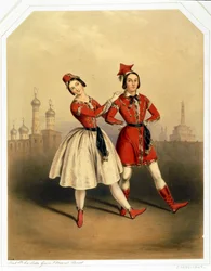 Carlotta Grisi y Jules Perrot - La Polka (litografía)