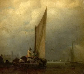 Escena de río con barcazas, c.1825