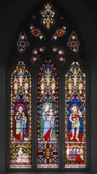 San Juan Evangelista, Virgen y Niño, y San Jorge