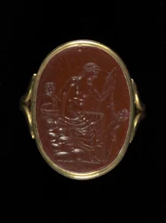 Piedra de anillo que representa a Afrodita, c.100-70 a.C. (cornalina)