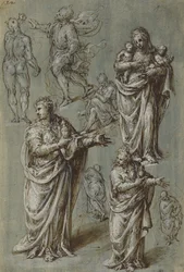 Hoja de Estudios de Varias Figuras