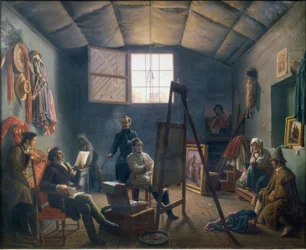 Interior del estudio de Léopold Robert en Roma.