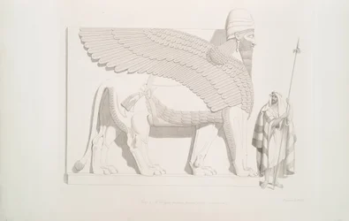 Un león alado con cabeza humana de Nimrud [Calah], 1849
