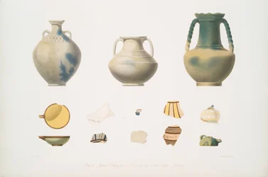 Cerámica vidriada de las tumbas sobre el Edificio Central, Nimrud [Calah]