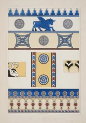 Ornamentos pintados de Nimrud, de Monumentos de Nínive, pub. 1849