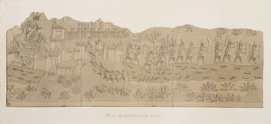 Asedio y saqueo de una ciudad (Kouyunjik), de Monumentos de Nínive, pub. 1849