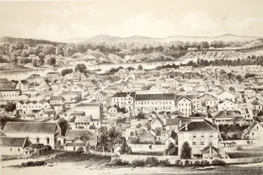 Brisbane, de La Historia de Australasia por David Blair, McGrady, Thomson y Niven, 1879