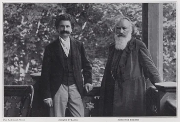 Compositores Johann Strauss el Joven y Johannes Brahms, Viena