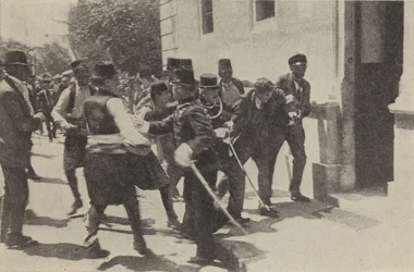 El arresto de Gavrilo Princip después de asesinar al Archiduque Francisco Fernando de Austria en Sarajevo