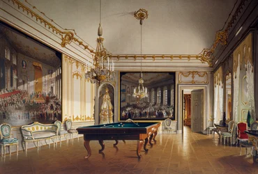Sala de billar en los Apartamentos Imperiales, Palacio de Schoenbrunn (Lista del Patrimonio Mundial de la UNESCO)