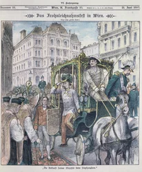 Emperador Francisco José de Austria llegando a la Catedral de San Esteban, Viena, para celebrar la Fiesta del Corpus Christi, 1897