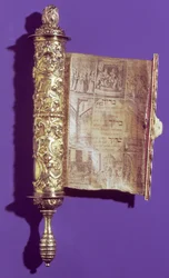Meguilá (Rollo de Ester) en un estuche de plata, Viena, c.1715