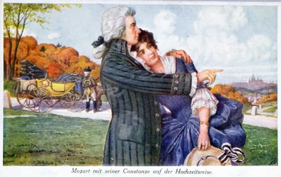 Mozart con su esposa Constanze en su luna de miel