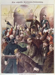 La policía disolviendo una reunión de protesta de trabajadores desempleados, 1897