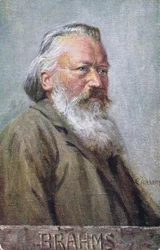 Postal que muestra a Johannes Brahms c.1910