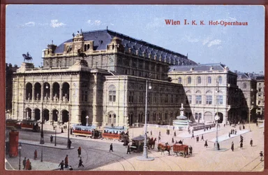 Postal que representa la Ópera Estatal de Viena, c.1900