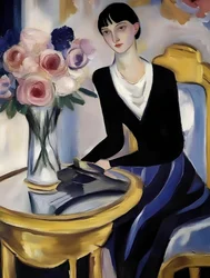 Dama elegante con rosas