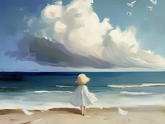 Chica contemplando el mar