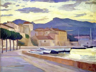 Puesta de sol en el puerto del Mediterráneo