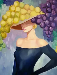 Sombrero elegante con motivos de uvas para mujer