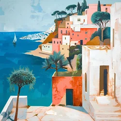 Pueblo soleado del Mediterráneo