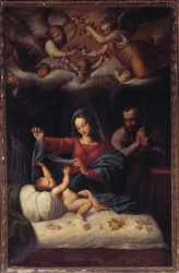 Virgen con rosas (óleo sobre lienzo)