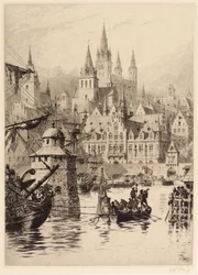 Torres góticas y río, Colonia
